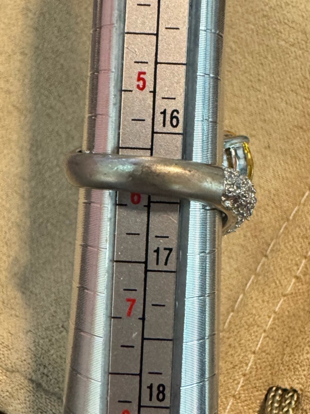 Sterling Silver 925 Yellow CZ Cocktail Ring Wave Band Size 6 - Picture 9 of 11